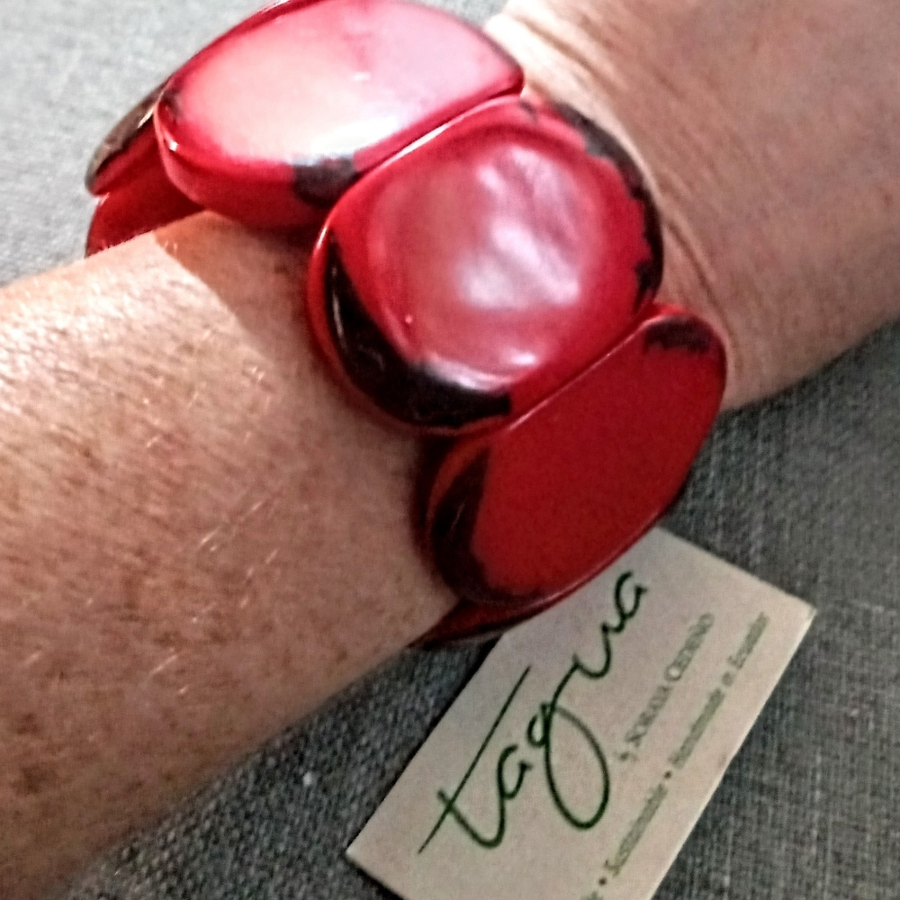 Bright red and Black chunky bracelet